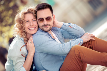 Young romantic couple in the park