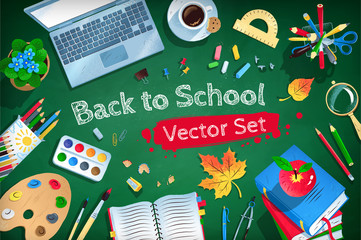Top view Back to School vector set