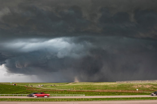 Supercell forms over rural Wyoming, US