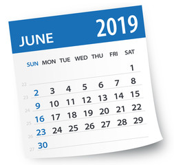 June 2019 Calendar Leaf - Vector Illustration