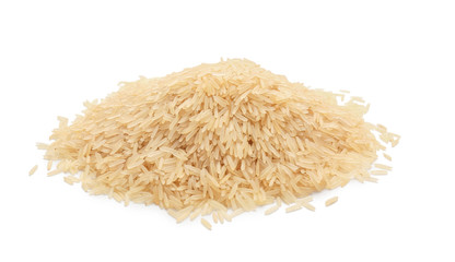Heap of rice on white background