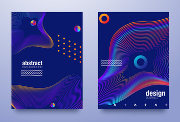Set of cover design with abstract multicolored flow shapes