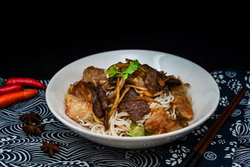 Tasty Vietnamese food Bo bun rice vermicelli