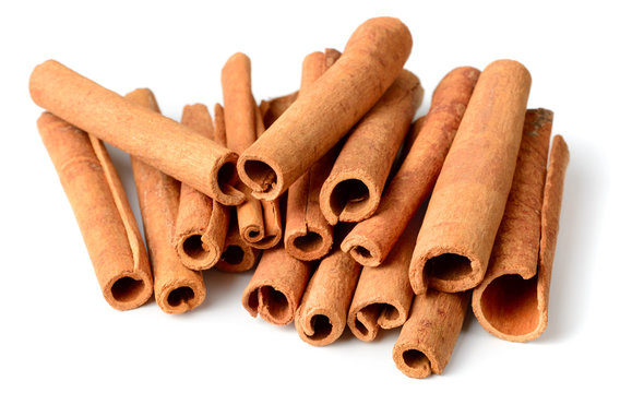 cassia cinnamon sticks isolated on the white background