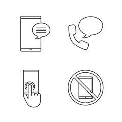 Phone communication linear icons set