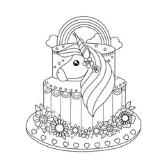 Unicorn Cake Coloring Photos Royalty Free Images Graphics