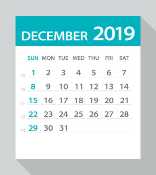 December 2019 Calendar Leaf - Vector Illustration