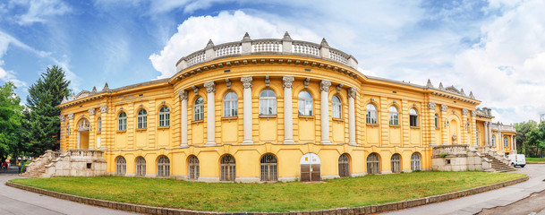 Architecture of the Szechenyi palace Thermal Bath in Budapest. Main tourist destination
