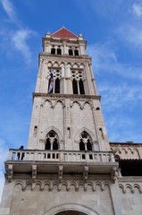Fototapeta na wymiar Bell Tower Of Cathedral of St. Lawrence in Trogir, Croatia