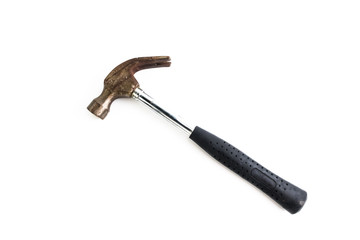 Metal Hammer with rubber handle isolated