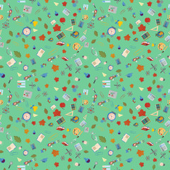 seamless pattern_5_flat on school theme, education, back to school, Association for schools, background isolated