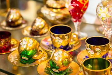 Hand made Venetian glasses on white