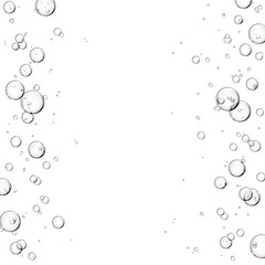Bubbles or skincare serum frame with copy space on white background