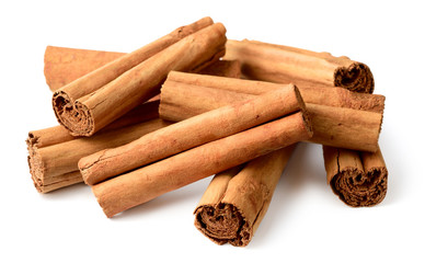 cinnamon sticks isolated on the white background