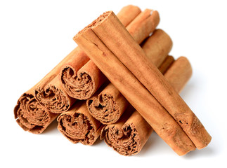 cinnamon sticks isolated on the white background