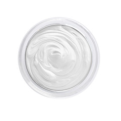 moisturizer cream in container on top with white background