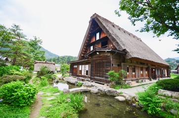 Fototapeta na wymiar Traditional Japanese House at Shirakawa-go Village in Gifu Prefecture