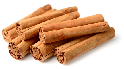 cinnamon sticks isolated on the white background