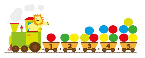 Naklejki  Pociąg z cyframi 1-10, ilustracja edukacyjna dla dzieci ,wektory