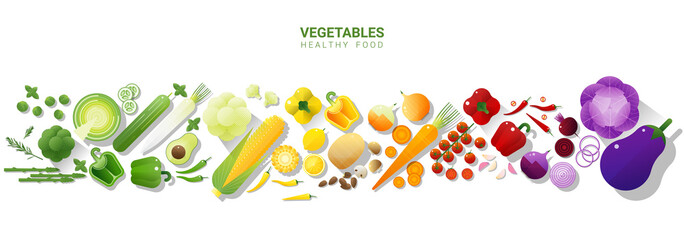 Set of vegetables isolated on white background , vector , illustration