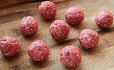 Swedish meatballs cooking at home.
