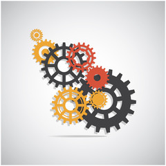 Vector background. Gears, trundles and cogwheels, machine mechanism.