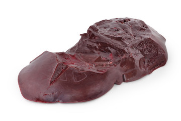 raw beef liver on white background isolated