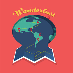 Traveling the world unfolding map  concept