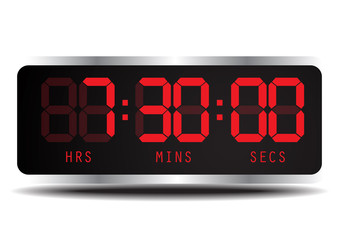 Vector electronic alarm icon. Timer clock. Digital time clock.