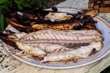 Smoked fish. Hot smoked mackerel