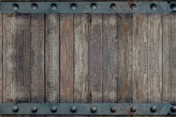 Timber wood brown and Old Metal panels texture background on door design