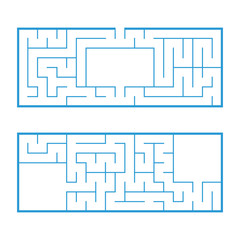 A set of two rectangular labyrinths. An interesting and useful game for preschoolers. Easy puzzle. Simple flat vector illustration isolated on white background.