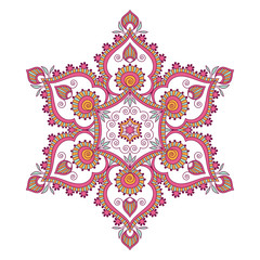 Ethnic ornamental mandala. Decorative design element. Hand drawn vector illustration