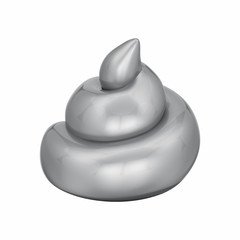 3D illustration isolated realistic silver chrome poop shit