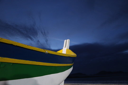 Boat in the blue night
