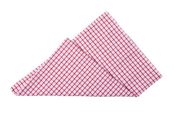 Fototapeta na wymiar Red and white checkered napkin isolated on white background.