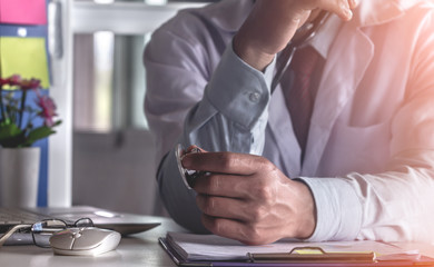 Doctor holding his stethoscope for a check up in hospital.