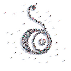 A lot of people form yoyo, hand drawing . 3d rendering.