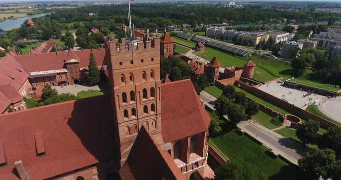 Poland Flag On Tower Of Malbork Castle
