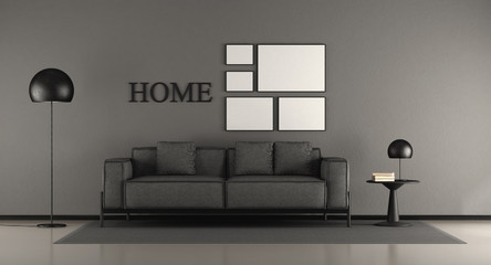 Black minimalist living room