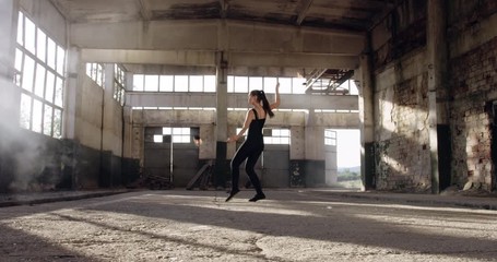 Beautiful Female Model Dancing With Fire In Abandoned Building Confidence Beauty Fog Slow Motion 8k Red Epic