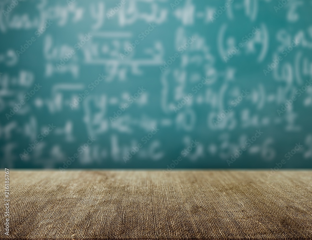 Wall mural molecule models and formulas on blackboard background