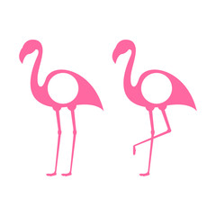 Naklejka premium Pink flamingo. Exotic tropical bird. Pink flamingo vector silhouette. Decoration element. Vector illustration isolated