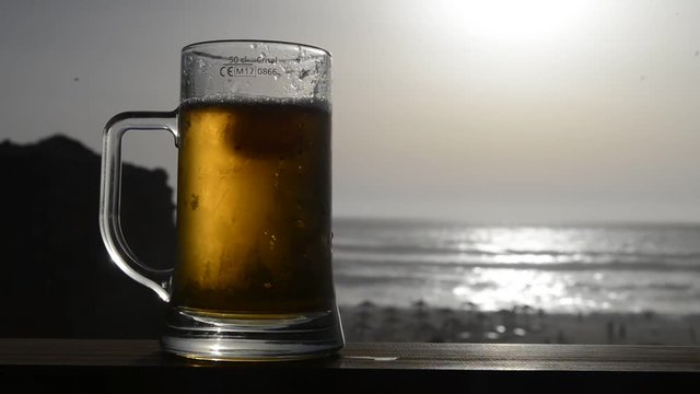 Cold draft beer at beach