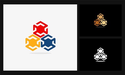 triple hexagon geometric logo