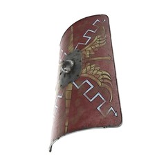 Roman Medieval Shield on white. 3D illustration