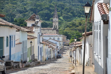 cobbletone street in central west brazil