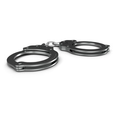 Short Chain Handcuffs on white. 3D illustration