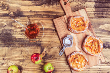 apple pie autumn dessert wooden table