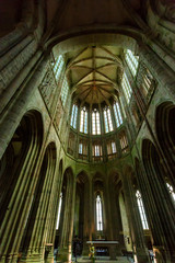 Medieval abbey interior Mont Saint-Michel, France